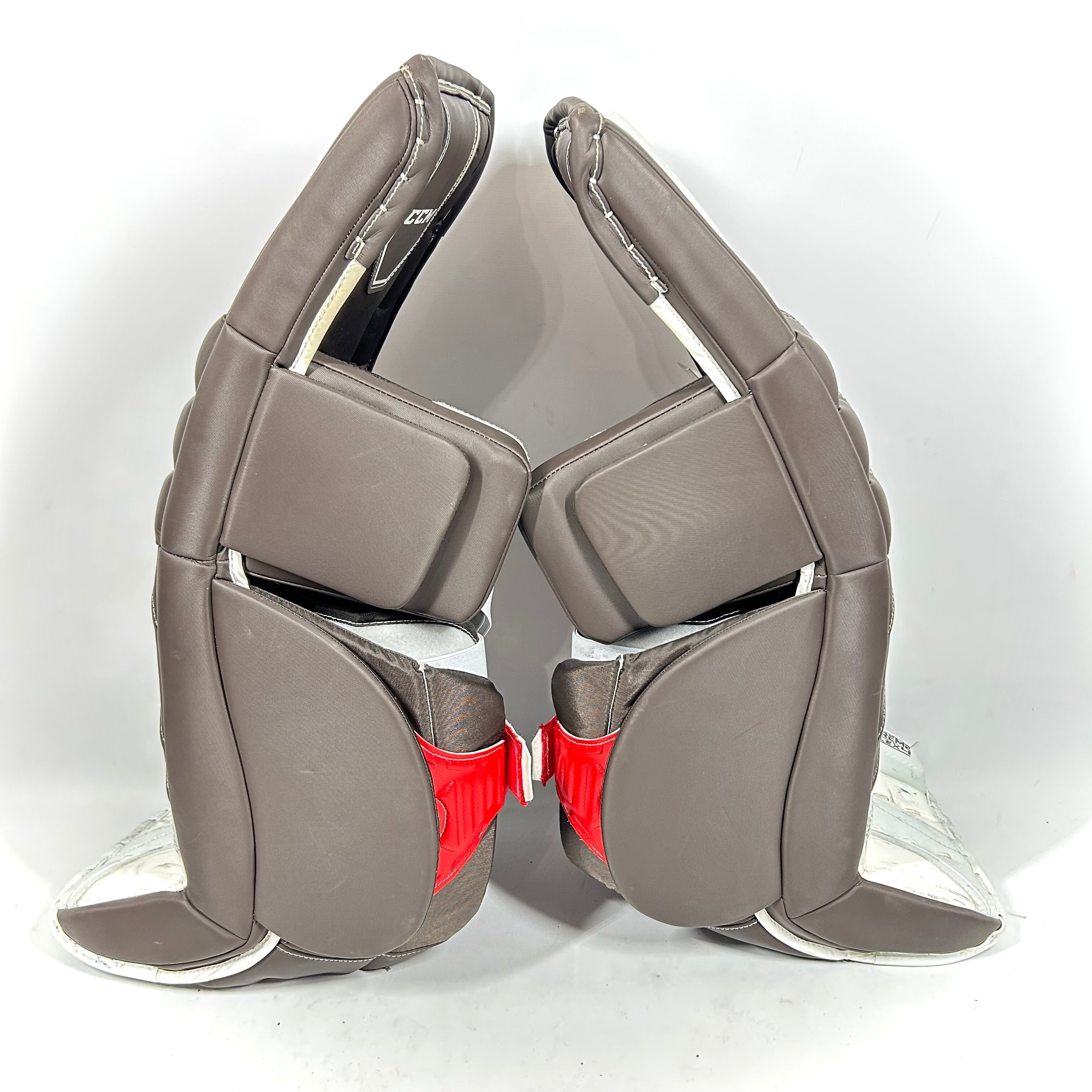 CCM Extreme Flex 4 - Jambières de gardien de but senior Pro Stock d'occasion (marron/rouge)